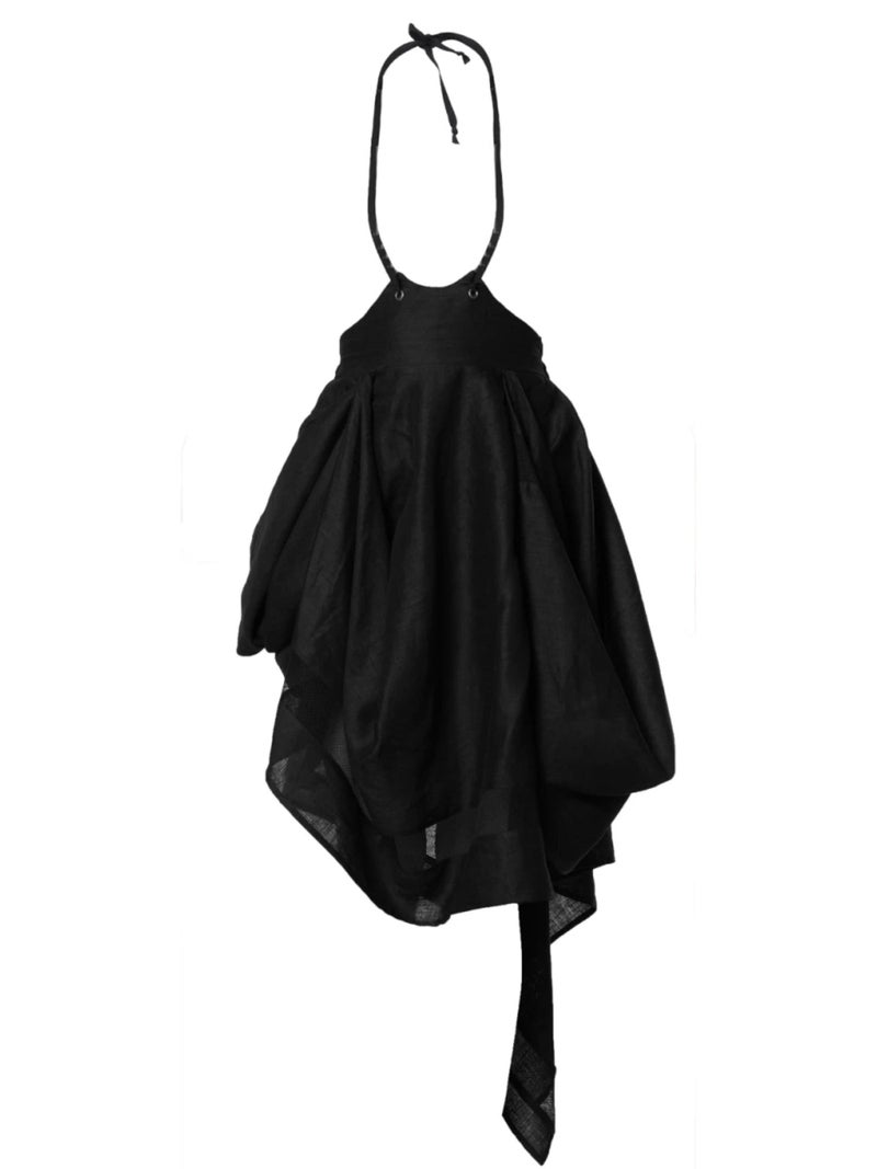 Metamorphoza Avant Garde Linen Skirt With Ties In Black - Image 2