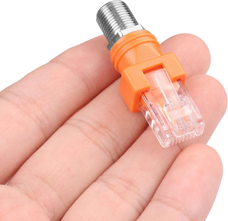 CERRXIAN F to RJ45 Converter Adapter 4 Pack RF Female to RJ45 Male Ethernet Coaxial Coupler Coax Adapters for Line Tester Orange - Image 5