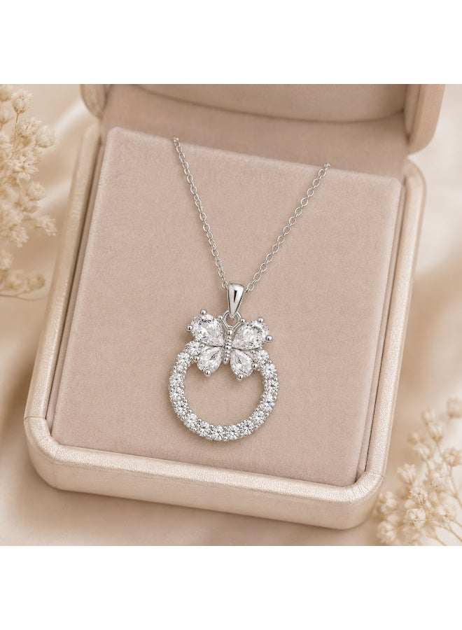 RAFAL Butterfly Crown Women's Crystal Pendant Necklace, Available in Gold-Tone or Silver-Tone - Image 5