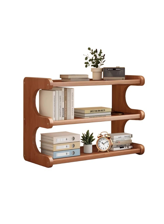 Sinyin 3 Tier Wooden Bookshelf Storage Shelf Modern Desktop Organizer Bookcase Display Rack for Bedroom Living Room Office Study Room Home Furniture Brown - Image 1