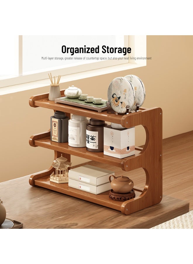 Sinyin 3 Tier Wooden Bookshelf Storage Shelf Modern Desktop Organizer Bookcase Display Rack for Bedroom Living Room Office Study Room Home Furniture Brown - Image 3