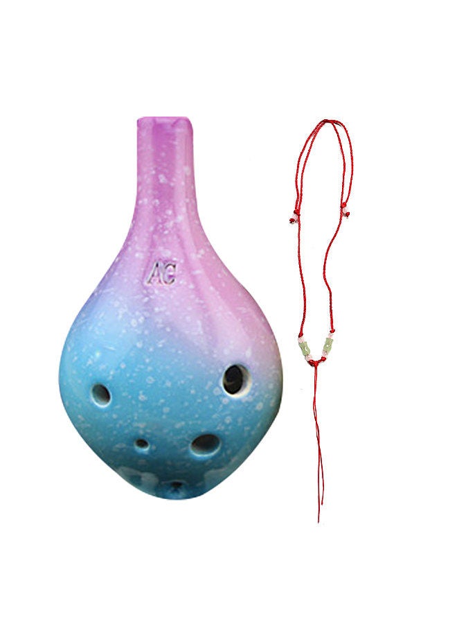 Generic 6 Holes Ceramic Ocarina Alto C Simple Starry Style Musical Instrument with Lanyard Music Score for Music Lover and Learner - Image 1