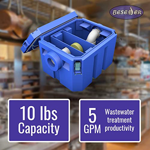BESEDER Grease Trap plastic Interceptor 5 GPM (10 lb Capacity) Commercial Kitchen - Image 3