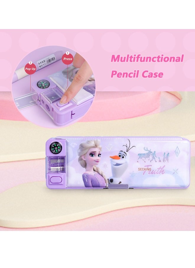Disney - Frozen Children's Multifunctional Pencil Case with Pencil Sharpener Purple 22.8*8*3cm - Image 1