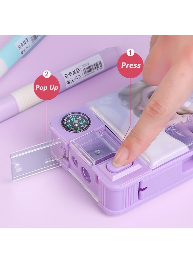 Disney - Frozen Children's Multifunctional Pencil Case with Pencil Sharpener Purple 22.8*8*3cm - Image 1