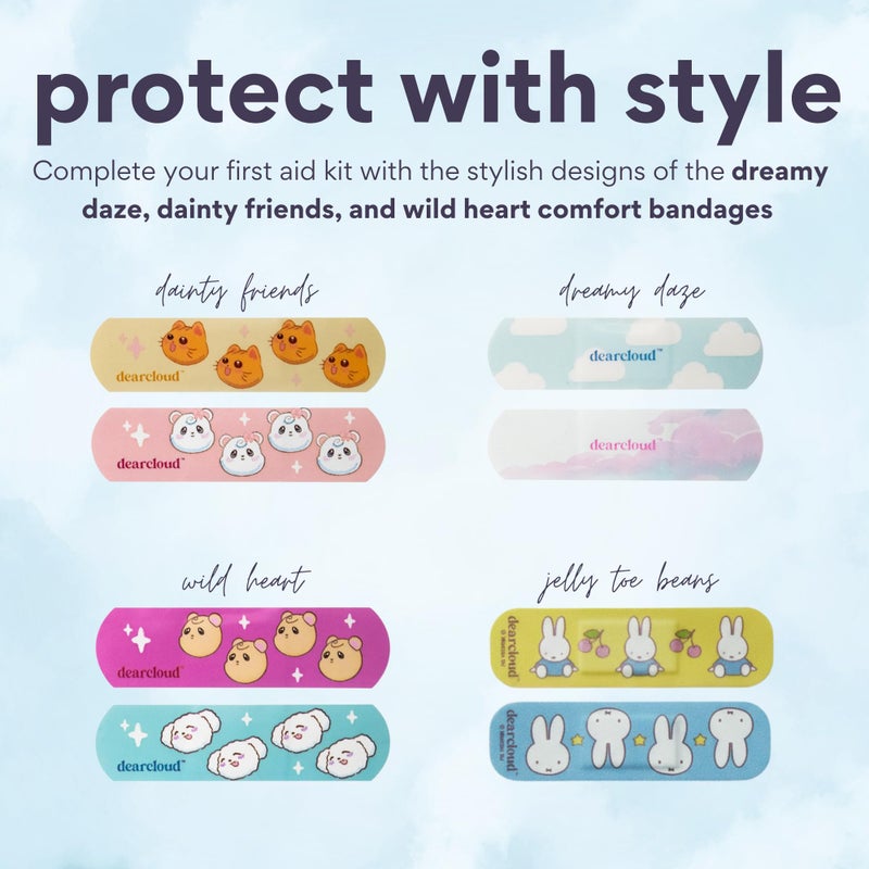 dearcloud Miffy Comfort Bandages with Reusable Tin â€“ 30 ct Waterproof Bandages â€“ Latex-Free, Hypoallergenic, Flexible Fabric Variety Pack for Kids & Adults (Jelly Toe Beans) - Image 5