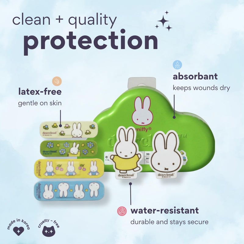 dearcloud Miffy Comfort Bandages with Reusable Tin â€“ 30 ct Waterproof Bandages â€“ Latex-Free, Hypoallergenic, Flexible Fabric Variety Pack for Kids & Adults (Jelly Toe Beans) - Image 2