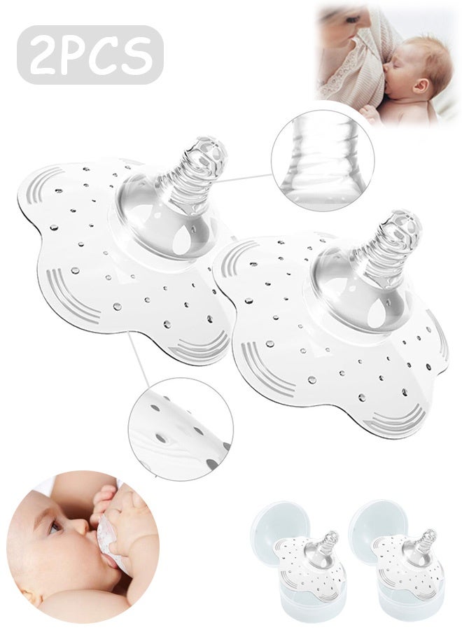 MXN 2 Pcs Nipple Shield with Carrying Case for Nursing Newborn - Premium Contact Nipple Cover for Breastfeeding with Latch Difficulties or Flat or Inverted Nipples Non-Toxic Nipple Extender for Breastfeeding, Flat or Inverted Nipple - Image 1