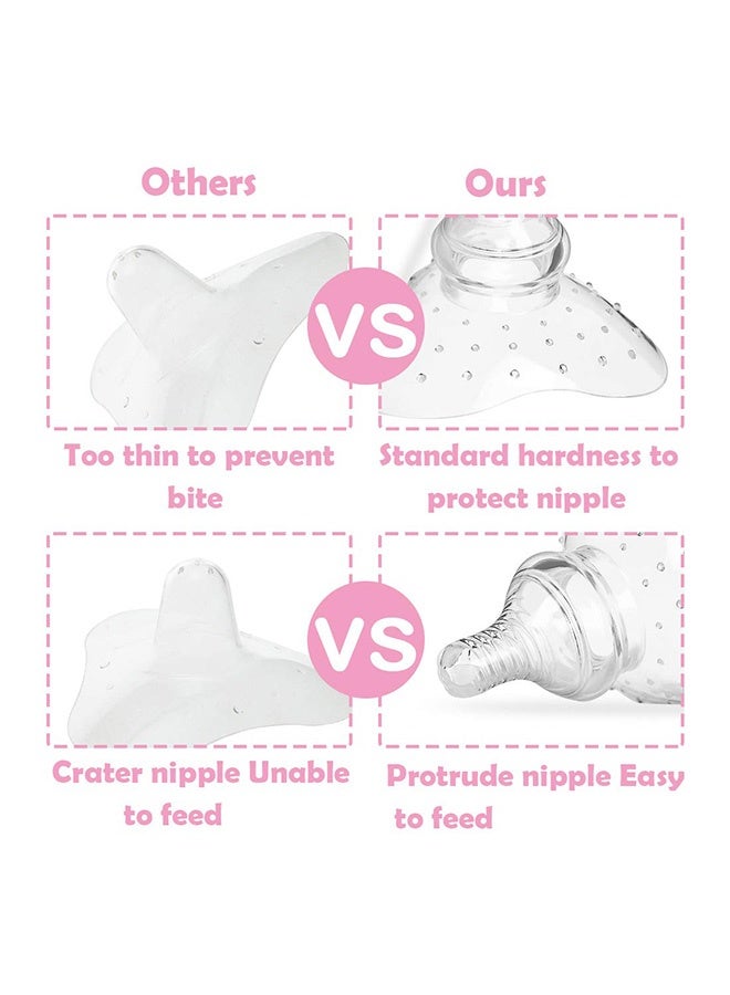MXN 2 Pcs Nipple Shield with Carrying Case for Nursing Newborn - Premium Contact Nipple Cover for Breastfeeding with Latch Difficulties or Flat or Inverted Nipples Non-Toxic Nipple Extender for Breastfeeding, Flat or Inverted Nipple - Image 4