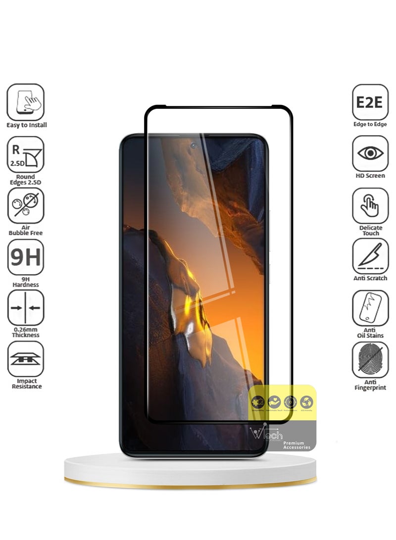 دبليو تيك شاومي بوكو F5 5G 2023 بريميوم E2E غطاء كامل الغراء واقي شاشة من الزجاج المقوى (MSGECN) - شفاف / أسود - Image 3