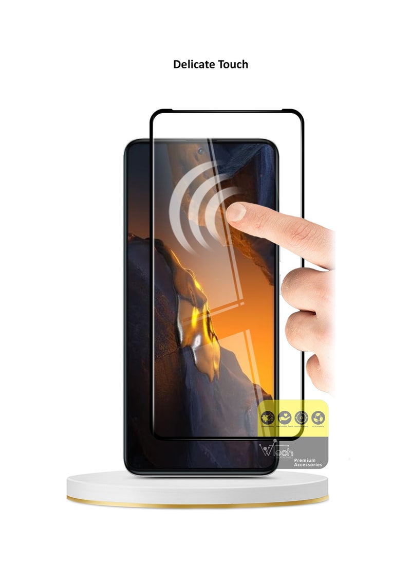 دبليو تيك شاومي بوكو F5 5G 2023 بريميوم E2E غطاء كامل الغراء واقي شاشة من الزجاج المقوى (MSGECN) - شفاف / أسود - Image 4