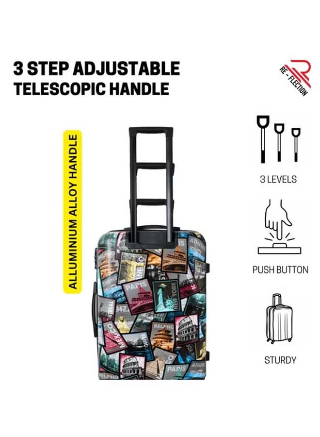 Reflection 24 Inch ABS and Polycarbonate Suitcase Lightweight Hardside World Map Print Series Travel Luggage Trolley with 84L Storage Capacity 4 Spinner Wheels and TSA Lock Multicolour - Image 4