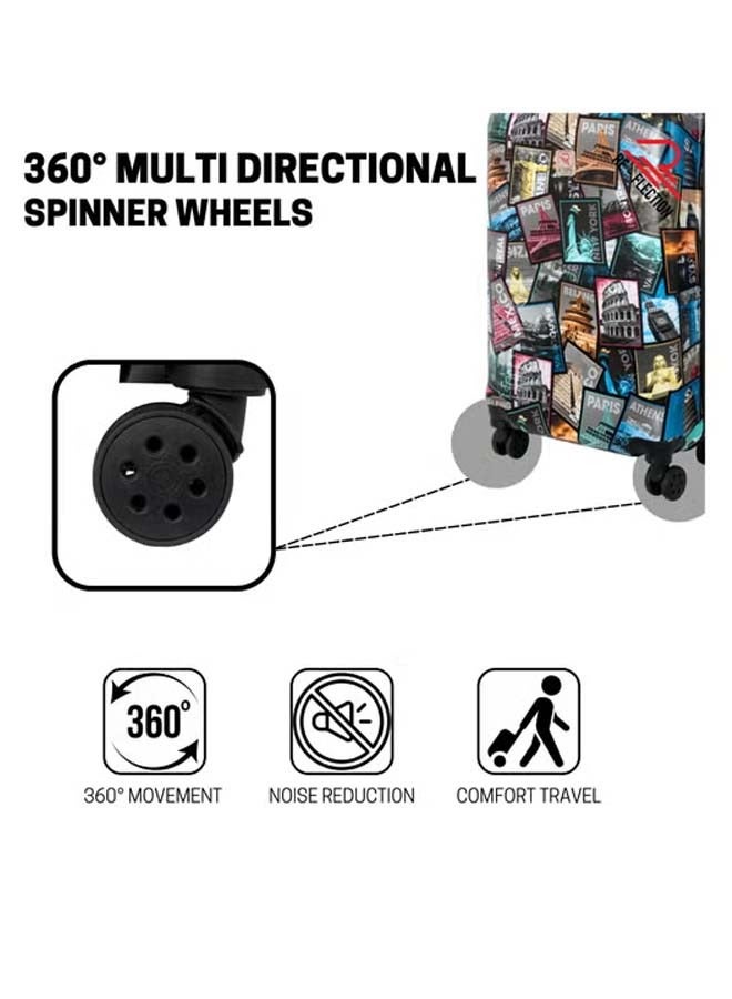 Reflection 24 Inch ABS and Polycarbonate Suitcase Lightweight Hardside World Map Print Series Travel Luggage Trolley with 84L Storage Capacity 4 Spinner Wheels and TSA Lock Multicolour - Image 5