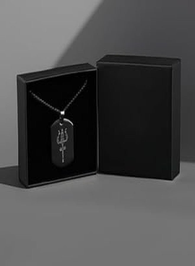 NEXT CREATION Black Stainless Steel Dog Tag Pendant Necklace – Trident & Bow Arrow Engraved Design for Men - Image 5