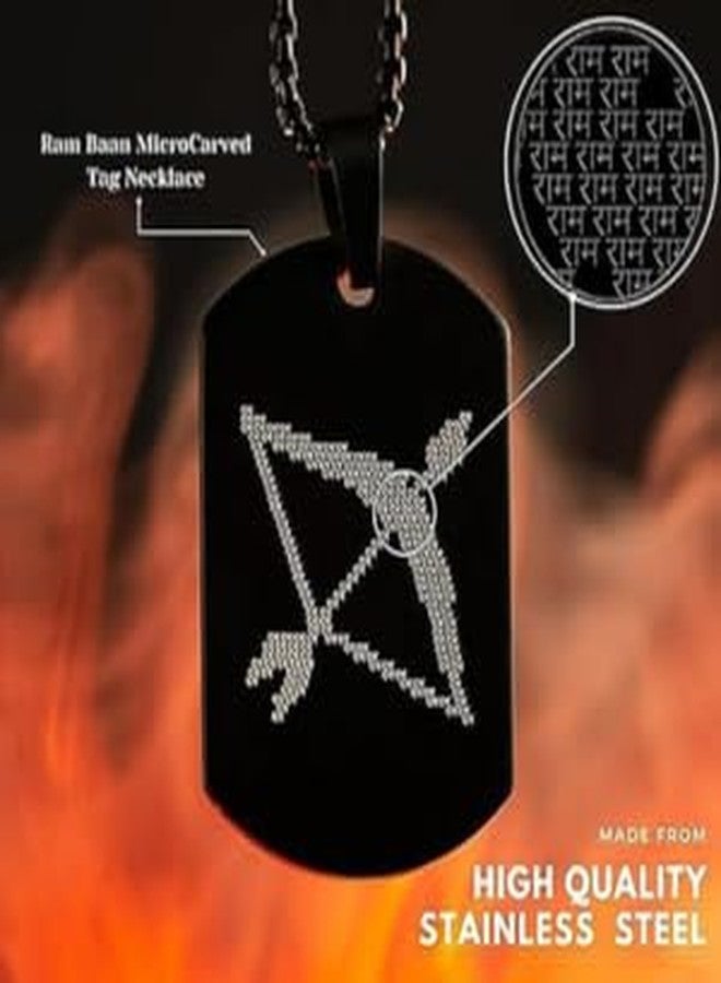 NEXT CREATION Black Stainless Steel Dog Tag Pendant Necklace – Trident & Bow Arrow Engraved Design for Men - Image 3