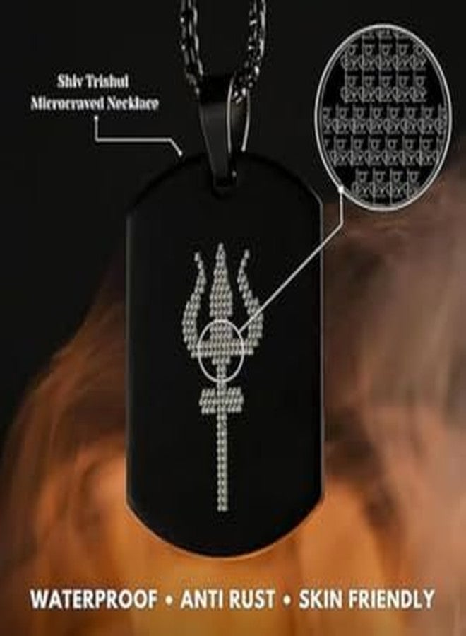 NEXT CREATION Black Stainless Steel Dog Tag Pendant Necklace – Trident & Bow Arrow Engraved Design for Men - Image 4