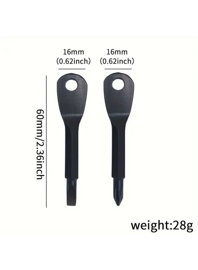 قطعتان من مجموعة مفكات سلسلة المفاتيح من الفولاذ المقاوم للصدأ الأسود برؤوس مسطحة وفيليبس - Image 5