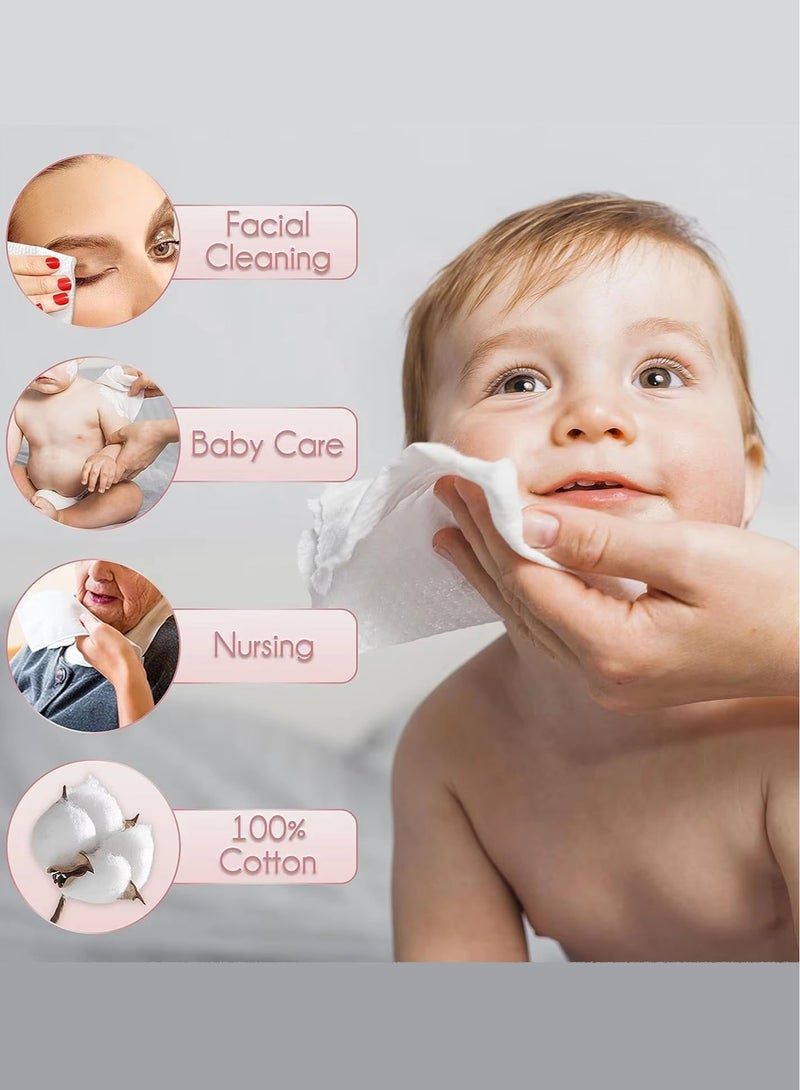 مناديل وجه، 25 سم * 30 سم، مناديل وجه سميكة للغاية للتقشير اللطيف، مناديل إزالة مكياج قابلة للتحلل، مناديل جافة فائقة النعومة لتنظيف الوجه للبشرة الحساسة، 100 قطعة، عبوتان - Image 3