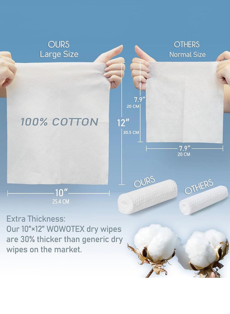 مناديل وجه، 25 سم * 30 سم، مناديل وجه سميكة للغاية للتقشير اللطيف، مناديل إزالة مكياج قابلة للتحلل، مناديل جافة فائقة النعومة لتنظيف الوجه للبشرة الحساسة، 100 قطعة، عبوتان - Image 4