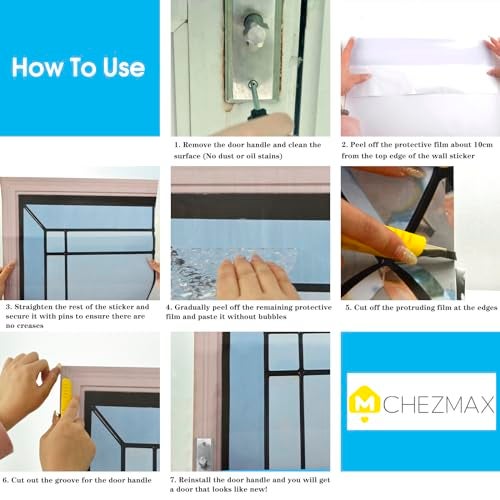 ChezMax Door Stickers Decals 3D Door Murals Peel and Stick, Removable Decorative Vinyl Wallpaper Waterproof Self Adhesive Wall Covers Poster for Home Office Decoration Black Block 30.3" W x 78.7" H - Image 5