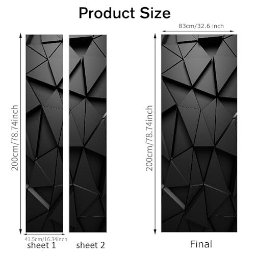 ChezMax Door Stickers Decals 3D Door Murals Peel and Stick, Removable Decorative Vinyl Wallpaper Waterproof Self Adhesive Wall Covers Poster for Home Office Decoration Black Block 30.3" W x 78.7" H - Image 2