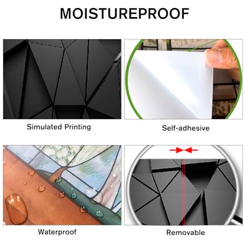 ChezMax Door Stickers Decals 3D Door Murals Peel and Stick, Removable Decorative Vinyl Wallpaper Waterproof Self Adhesive Wall Covers Poster for Home Office Decoration Black Block 30.3" W x 78.7" H - Image 3