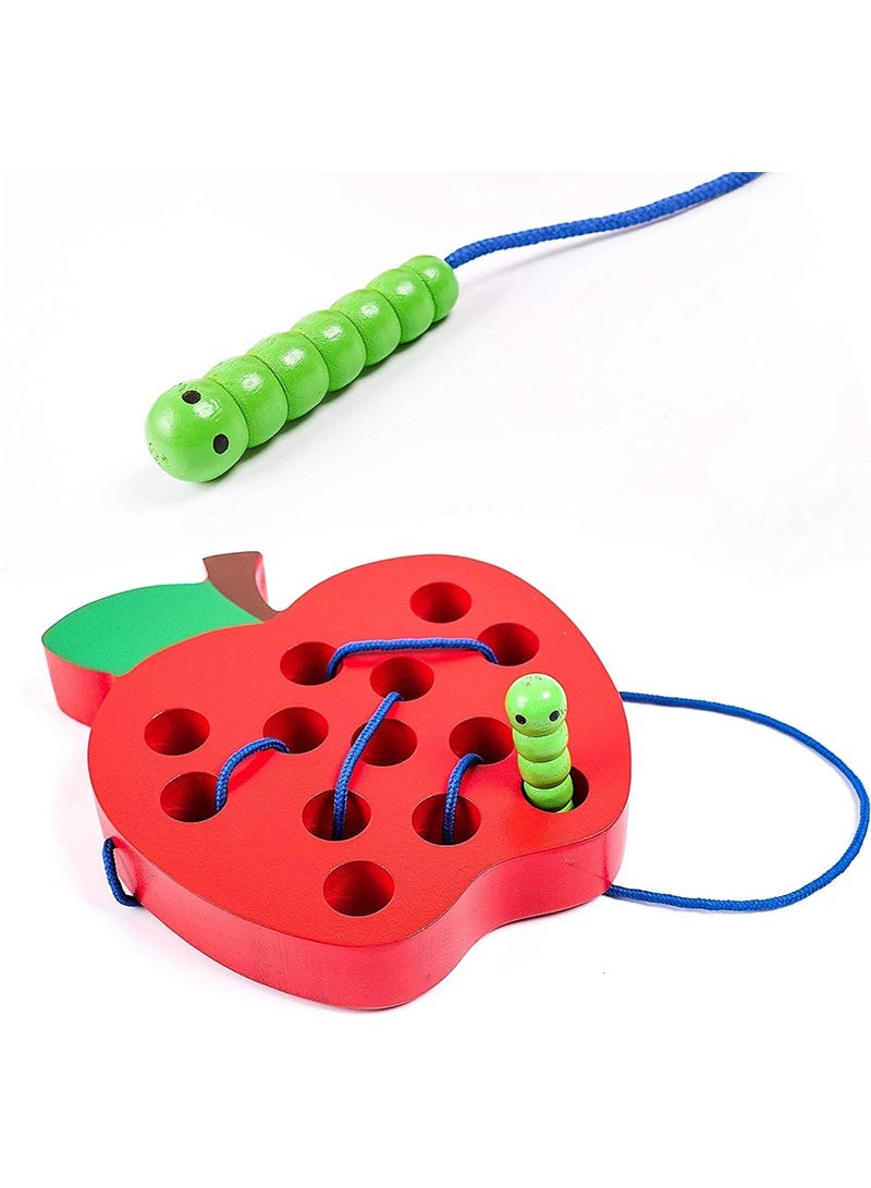 Topyich Wooden Lacing Apple Threading Toys Wood Lace Block Puzzle Shape Travel Game Toys Early Learning Fine Motor Skills Educational Gift for 3 4 5 Years Old Toddlers Baby Kids Boys - Image 5
