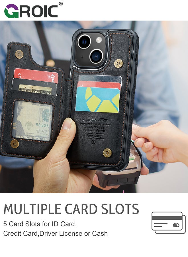 GROIC Black Wallet Phone Case for iPhone 15 Plus Case with Card Holder, Leather Phone Cases for iPhone 15 Wallet Case, Phone Wallet Case for iPhone 15 Plus Cases with Stand - Image 5