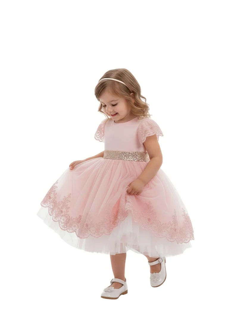 D'Daniela Embroidered Lace & Sequin Party Dress