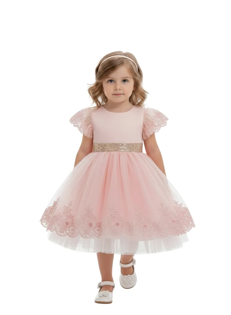 D'Daniela Embroidered Lace & Sequin Party Dress