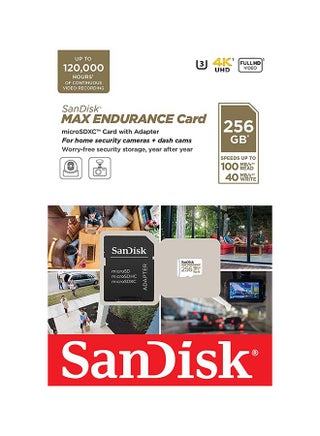 256 GB High Endurance microSDXC + SD Adapter - for dash cams & home monitoring, up to 20,000 Hours, Full HD / 4K videos, up to 100/40 MB/s Read/Write speeds, C10, U3, V30 SDSQQNR-256G-GN6IA - view 5