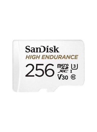 256 GB High Endurance microSDXC + SD Adapter - for dash cams & home monitoring, up to 20,000 Hours, Full HD / 4K videos, up to 100/40 MB/s Read/Write speeds, C10, U3, V30 SDSQQNR-256G-GN6IA - view 3