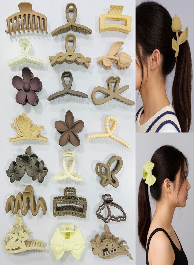 Luxelocks Pack of 6 pcs Hair Claw Clips Set, 6 Pieces, Matte Finish, large & medium Multiple Designs, Neutral Colours - Image 1