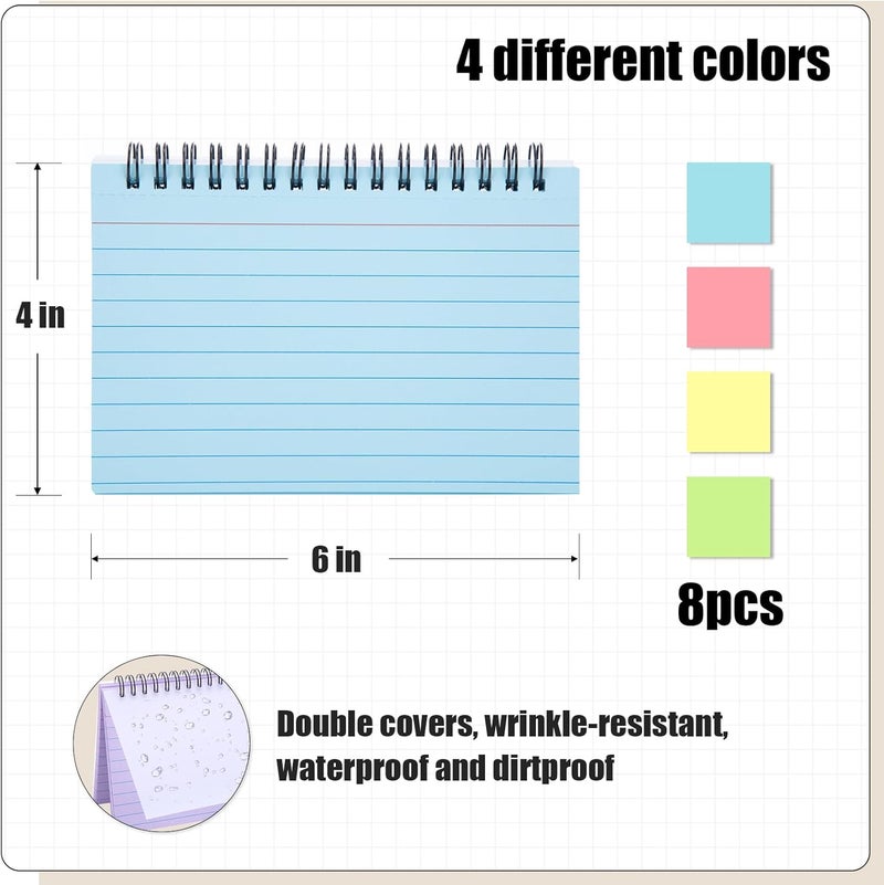 Koogel 400PCS Index Cards with Rings, 4x6 Colored Ruled Index Cards with Waterproof Covers for Back to School, Flashcard Recipe Note Card for Studying Nursing School College Essentials, 4 Colors - Image 5