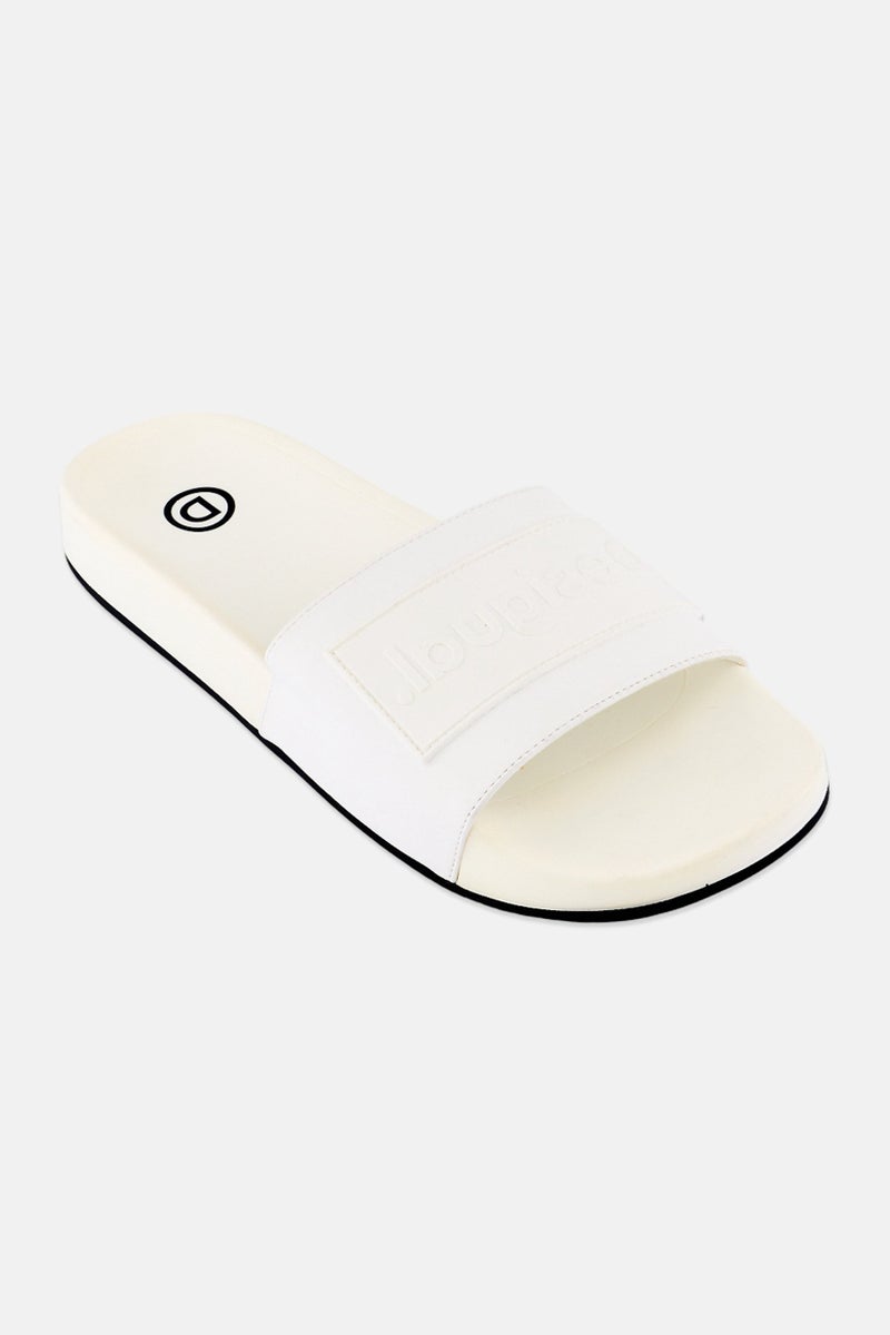 DESIGUAL Women Brand Logo Slip On Slides, White - Image 1