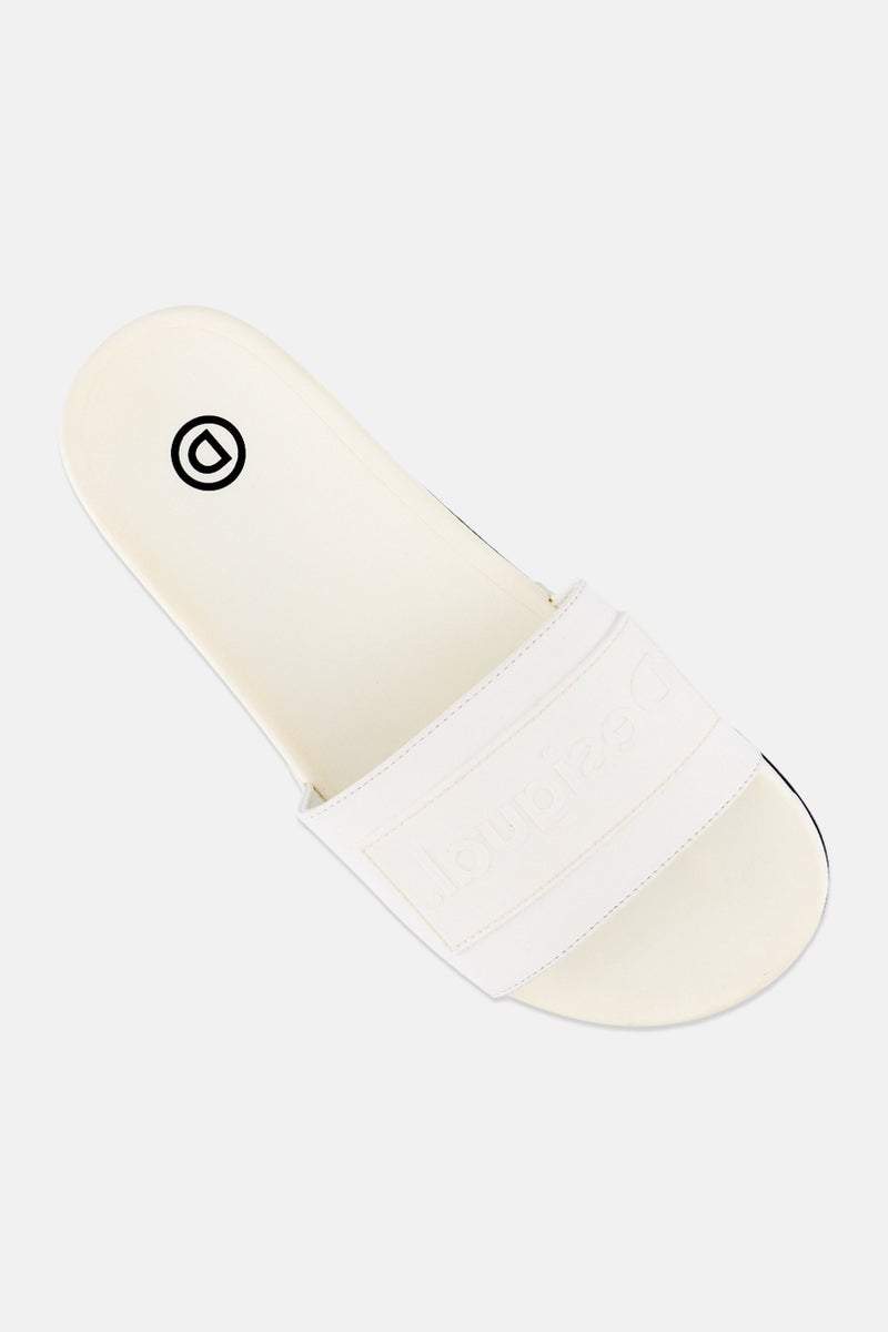 DESIGUAL Women Brand Logo Slip On Slides, White - Image 4