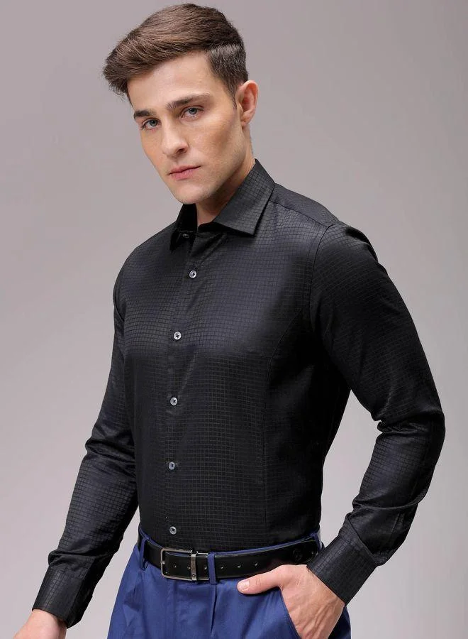 شركة المرآب الهندية Men Slim Fit Solid Full Sleeves Cutaway Collar Formal Shirt