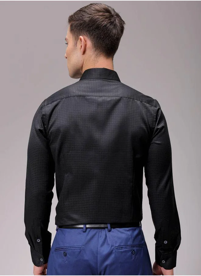 شركة المرآب الهندية Men Slim Fit Solid Full Sleeves Cutaway Collar Formal Shirt