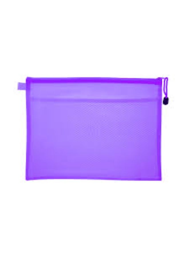 A4 Waterproof Mesh Document Holder with Zipper – Purple - Image 2