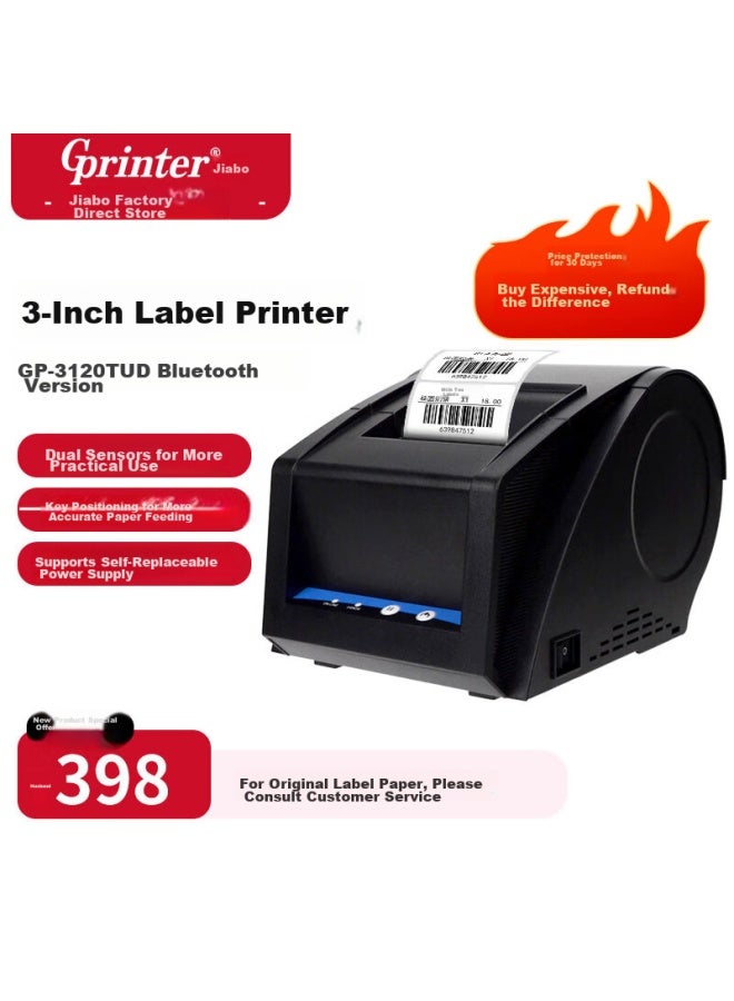 Gprinter Gp-3120tuc Thermal Label/receipt Printer, Mobile Bluetooth Version, Barcode Printer For Clothing, Bubble Tea, Supermarket, Retail, And Catering - Image 1