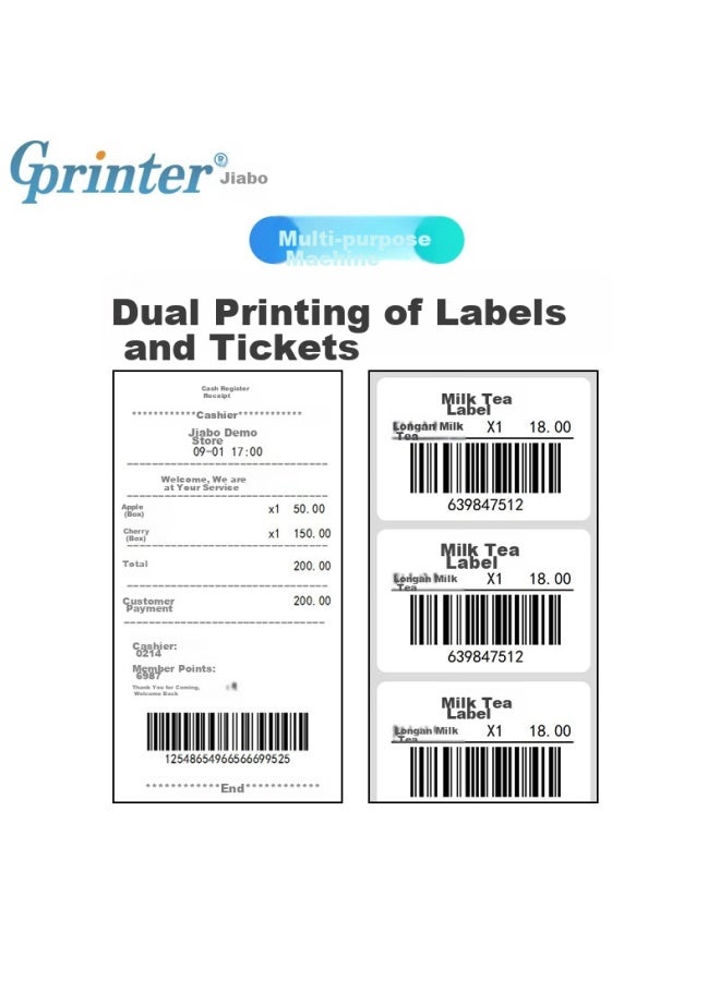 Gprinter Gp-3120tuc Thermal Label/receipt Printer, Mobile Bluetooth Version, Barcode Printer For Clothing, Bubble Tea, Supermarket, Retail, And Catering - Image 2