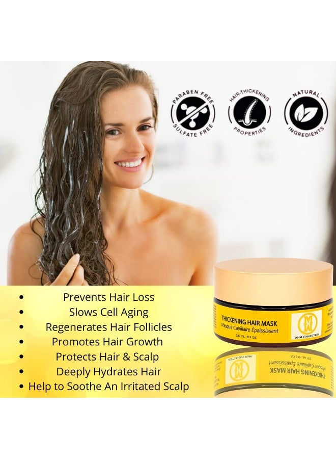 OMM Collection Natural Hair Thickening Mask - For Hair Loss Prevention & Thinning - Hydrating Hair Mask for Dry & Damaged Hair, Boost Hair Growth, Stimulates Hair Follicles, All Hair, Vegan - Image 2