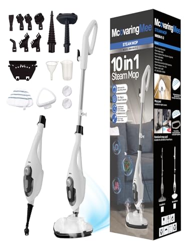 McovaringMee 11-in-1 Steam Mop, 1550W Powerful Handheld Steam Cleaner, 260°F Multi-Functional Floor Steamer with 21.3FT Cord for Floors, Hardwood, Tiles, Grout, Windows, Kitchen, Bath, Adjustable (White) - Image 1