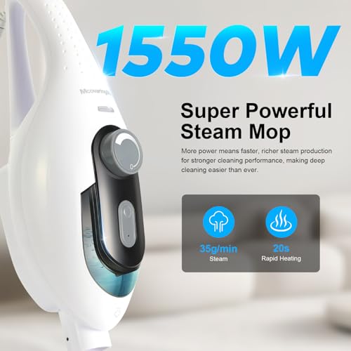 McovaringMee 11-in-1 Steam Mop, 1550W Powerful Handheld Steam Cleaner, 260°F Multi-Functional Floor Steamer with 21.3FT Cord for Floors, Hardwood, Tiles, Grout, Windows, Kitchen, Bath, Adjustable (White) - Image 2