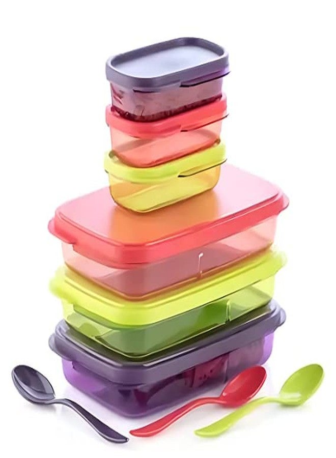 UNITRA Lunch Box for Food Grade Plastic Leak Proof Reusable Freezer Safe 2 Food Containers with 2 Spoon (Tiffin Box for 590ML, Multicolor)(Royal) - Image 2