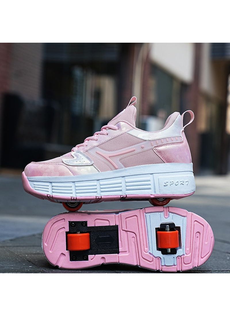 Generic - LED Light-Up Roller Shoes for Kids Pink - Image 1