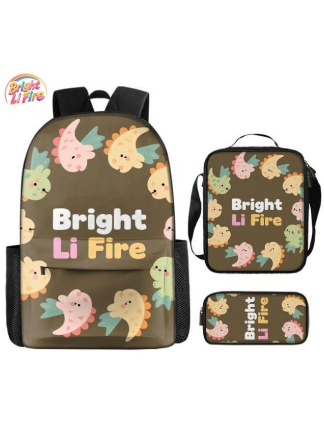 Bright Li Fire Three-piece set of cartoon bags, easily cope with various occasions (students, children, friends' outings, mountain climbing, schooling, etc.) | Backpack + hand-held + stationery bag | School season/holiday gifts - 7 - Image 1