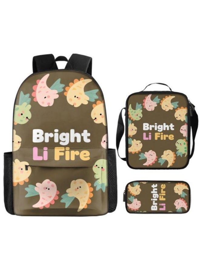 Bright Li Fire Three-piece set of cartoon bags, easily cope with various occasions (students, children, friends' outings, mountain climbing, schooling, etc.) | Backpack + hand-held + stationery bag | School season/holiday gifts - 7 - Image 3