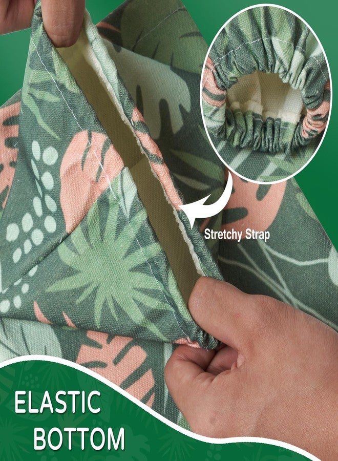 LeCorner Plastic Bag Holder, Reusable Grocery Bag Holder for Plastic Bags Groceries Store, Flower Canvas Trash Plastic Bag Organizer Storage Holders for Home Kitchen Pantry Decor (Green Seaweed) - Image 5