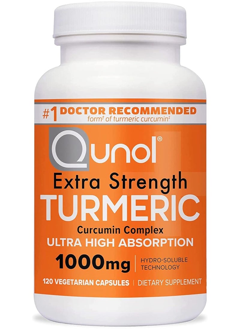 Qunol Turmeric Curcumin Capsules, Qunol Turmeric 1000mg With Ultra High Absorption, Joint Support Supplement, Extra Strength Tumeric, Vegetarian Capsules, 2 Month Supply, 120 Count (Pack of 1) 
